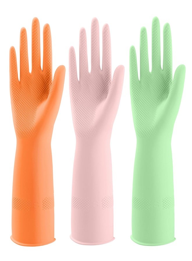 IUCGE Rubber gloves dishwashing for Kitchen 3 Pairs,Cleaning gloves for Household dish gloves,Reuseable.(M,Multicolor) - Image 1